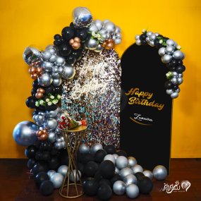 Premium Silver Black Birthday Decor